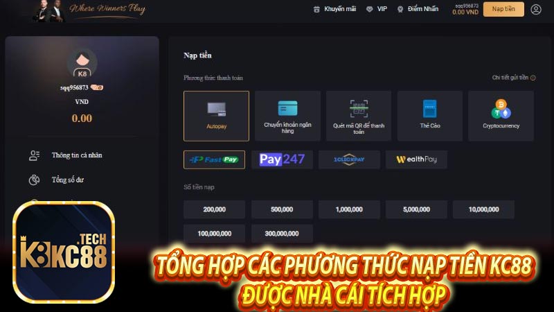 Tổng hợp các phương thức nạp tiền Kc88 được nhà cái tích hợp